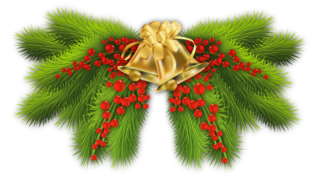 Christmas Pine Branch with Gold Bells Decor